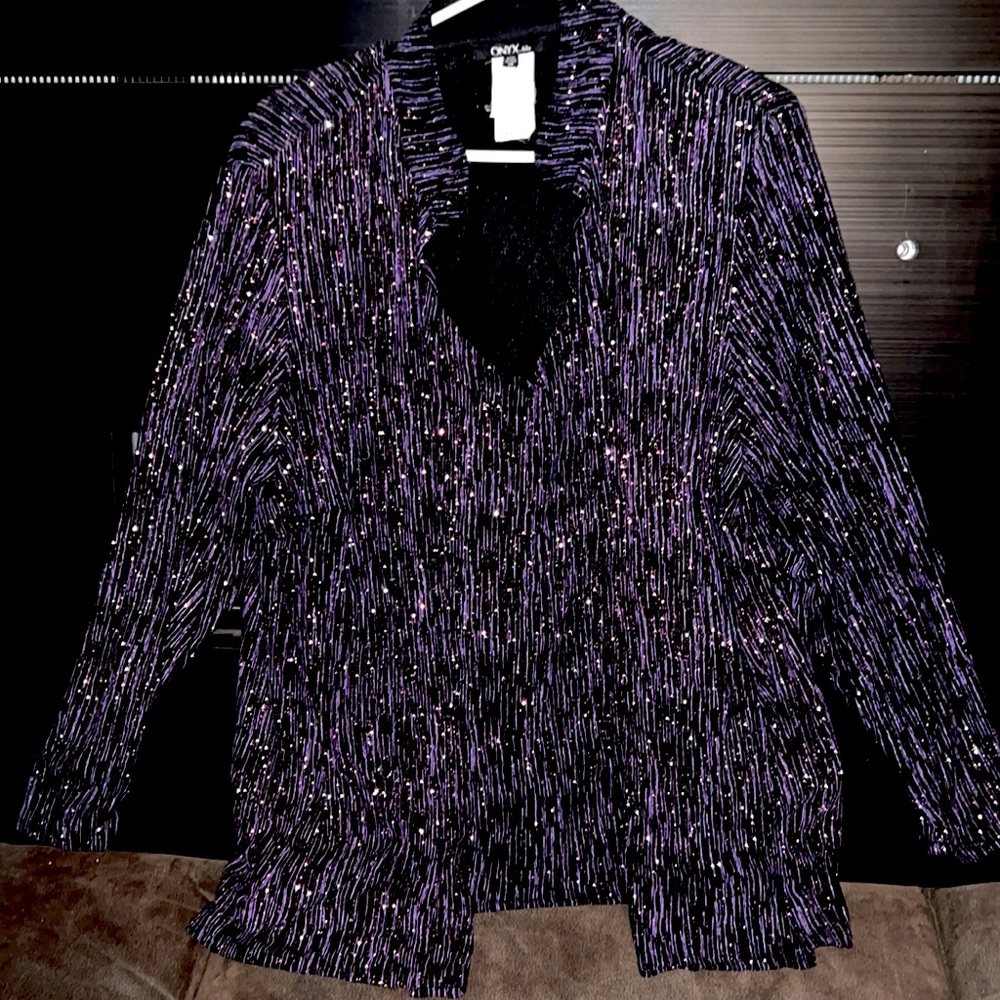 Women’s Purple and Black 1x evening blouse